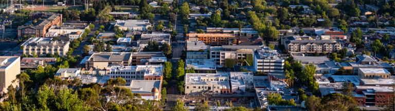 Buildings dot the landscape in this picture of a city's downtown core.