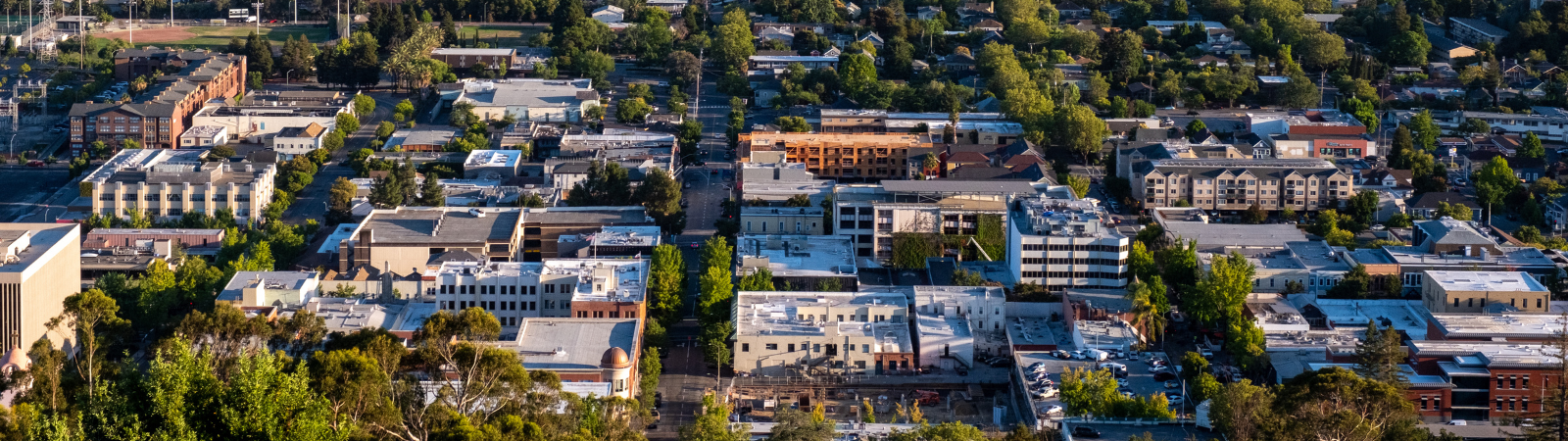 Buildings dot the landscape in this picture of a city's downtown core.